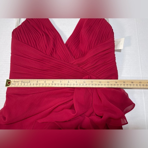 NWT David’s Bridal Halter Long Formal/Ball Prom Dress Gown Red Womens Sz 6 - Picture 13 of 14